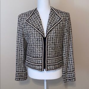 Tweed lined short jacket with embroidery details